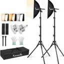 16x16'' Softbox Lighting Kit 2 Pack with 95W LED Bulbs, Remote Control, CRI97 Studio Lights for Photography Video Recording YouTube TikTok Zoom Streaming