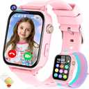 4G Kids Smart Watch GPS Tracker, Smartwatch for Kid with Video Calling, Voice Chat, Class Mode, SOS , Pedometer, Alarm, Games, SIM Card HD Touch Screen Phone Watch Gift for 412 Girls Boys, Pink