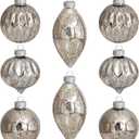 Deloky 8 Pcs Mercury Glass Christmas Hanging Ornaments - Silver, Vintage Glass Ball Ornaments for Tree - Christmas Holiday Party Home Decor