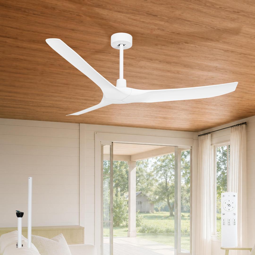 60" Outdoor Ultra-Thin Ceiling Fan no Light,3 ABS Blades for Covered Patio