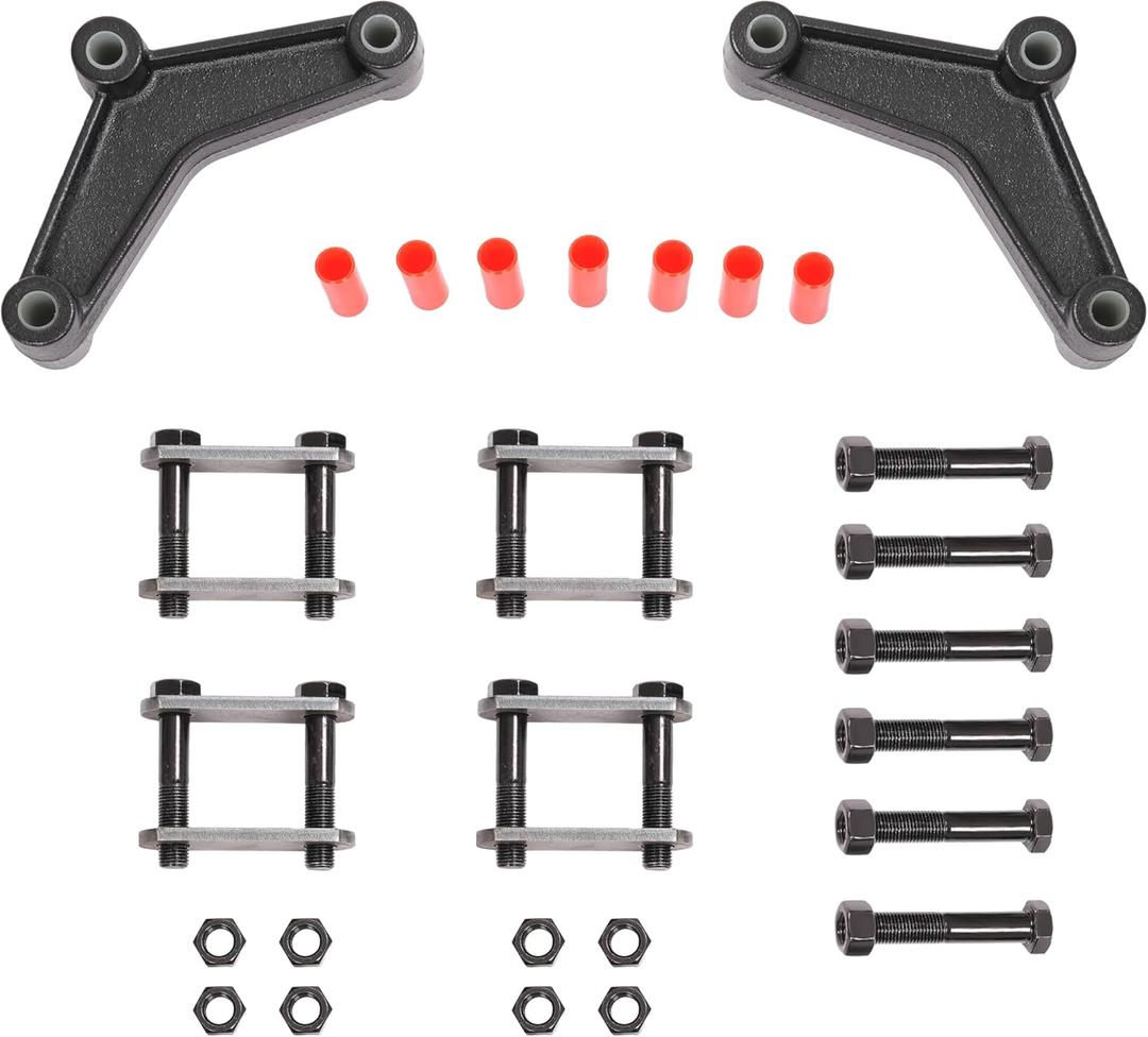 HECASA Tandem Trailer Axle Shackle Kit & Equalizer & Shackle Strap Compatible with 1-3/4" Wide Double Eye Springs Steel Anti-Rust Oil Tandem Axle Trailer Spring Suspension Rebuild Kit