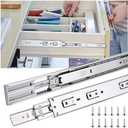 JI2OOYI 14 inch 2pcs Soft Close 3 Fold Full Extension Ball Bearing Side Mount Drawer Slides 100 LB Capacity Silver