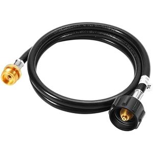 GasSaf 5FT Propane Hose, Propane Adapter 1lb to 20lb Converter, Propane Tank Gas Grill Hose Suitable for Weber Q Grill, Coleman Camping Stove, Buddy Heater and More Portable Grills Black
