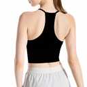 Yuiseaik Women's V Neck Crop Tank Top Sleeveless Double Lined Slim Fit Summer Casual Basic Crop Tops Going Out (US, Alpha, XX-Small, Regular, Regular, Black) (Black)