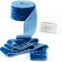 Blue Velvet Ribbon 1.5 Inch Hand Frayed Silk Velvet Ribbon Rustic Velvet for Gift Wrapping, Christmas Tree Decor, Wedding Invitation Bridal Bouquet -3yards, Blue