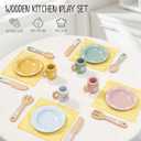 Toyssa Wooden Play Kitchen Accessories Montessori Toys for Toddlers 3-5, Play Dishes for Kids Kitchen with Realistic Dishes & Plates & Tableware, Christmas Birthday Gifts for 3 4 5 6 Years Girls Boys