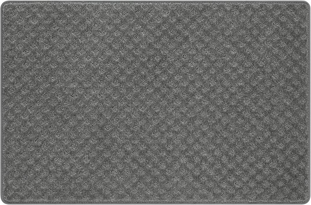 PURE ERA Carpet Stair Tread Landing Mat Tape Free Self Adhesive Non Slip Skid Resistant Indoor Doormat Area Rug Floor Mat for Kitchen Bathroom Workstations Washable 2' X 3' (Gray Mini-diamond Trellis)