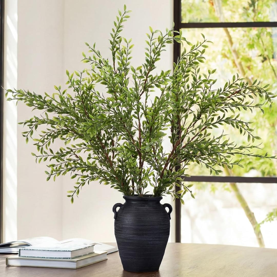 3 Pack 43" Artificial Eucalyptus Branches for Spring Home Decor, Tall Faux Greenery Stems for Vases, Centerpieces, Wedding Arrangements, Table Displays, Farmhouse Modern Floral Decorations