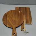 Hsei 2 Pcs Acacia Wood Cutting Board with Handle Wooden Charcuterie Board Large Paddle Carving Chopping Set Butter Serving Tray for Cheese Meat Fruit Pizza Bread Baking(Classic Handle) (16x12, 17x10 inch)