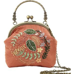 Flower Embroidery Kit Tote Bag & Coin Purse Kits - Handbag Hand Embroidery Kit for Adults & Beginners with Patterns, Hoop & DIY Sewing Kit