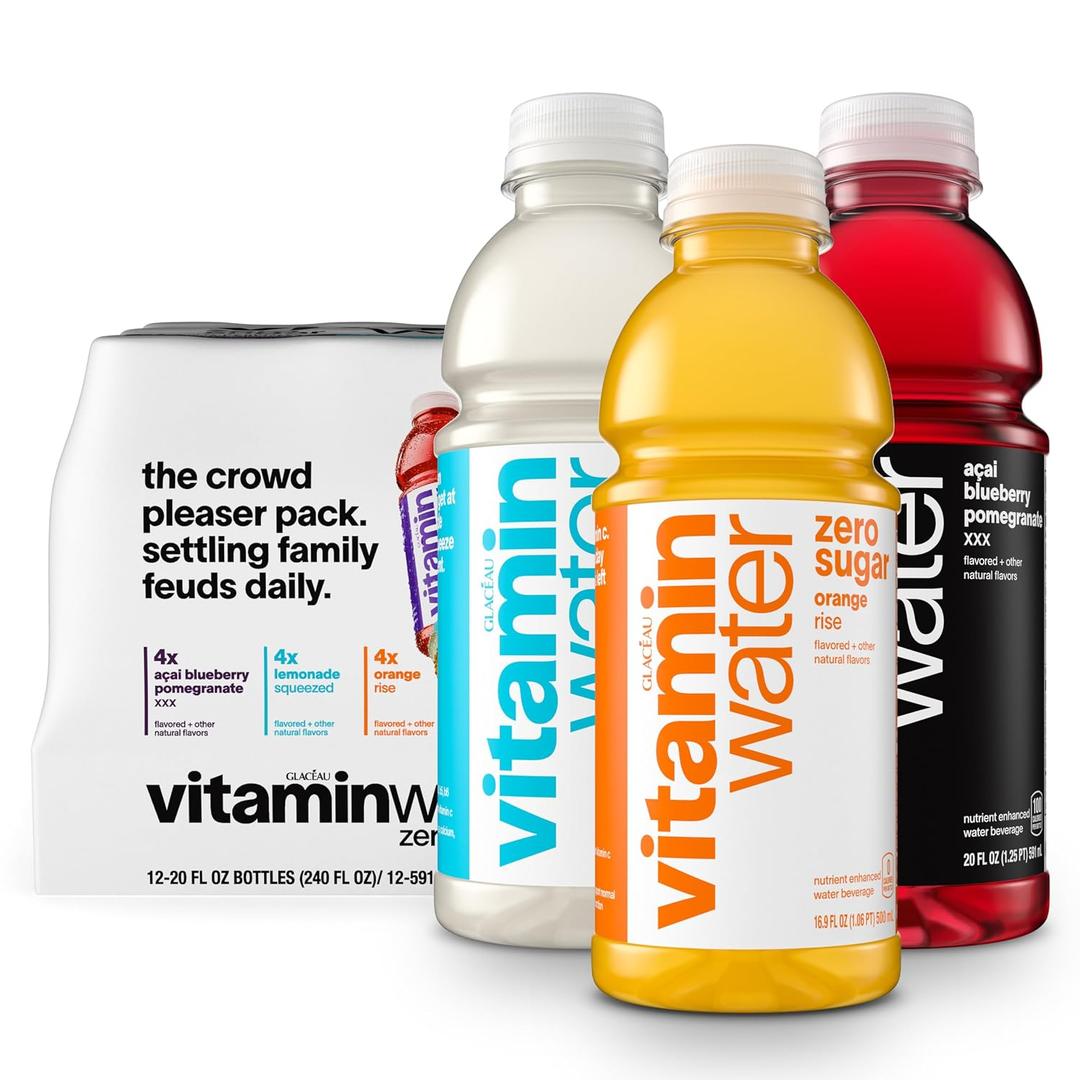 vitaminwater zero variety pack nutrient enhanced water w/ vitamins, 20 fl oz, 12 Pack (EXP 08/20/26)