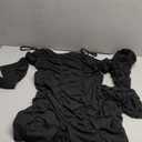 WOKANSE Women's Sexy Ruched One Piece Bodycon Cold Shoulder Long Sleeves Solid Jumpsuits Long Pants Romper (Black)