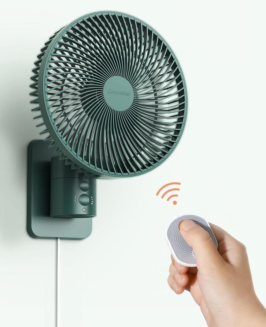 Wall Mounted Oscillating Fan with Remote and Timer,8.5 Inch Small RV Fan with 4 Speeds, 90 Oscillation, 120 Adjustable Tilt, 5.92 feet Wire, Quiet Corner Fans for Bedroom, Indoor Bathroom