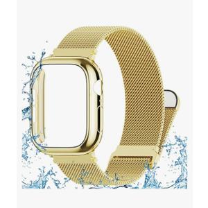 Waterproof Stainless Steel Milanese Band with Case Compatible for Apple Watch 38mm 40mm 41mm 42mm 44mm 45mm 46mm 49mm Women/Men, Magnetic Strap for iWatch Series 11 10 9 8 7 6 5 4 3 2 1 SE SE3 Ultra2/3