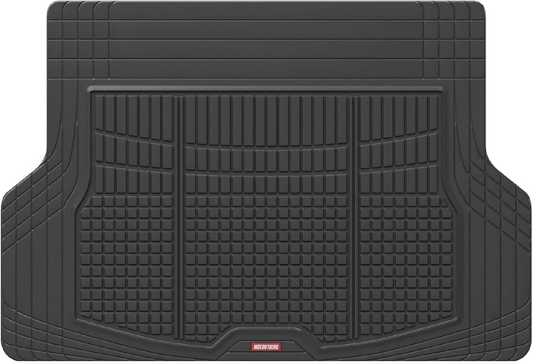 Motor Trend Premium FlexTough All-Protection Cargo Mat Liner w/Traction Grips & Fresh Design, Heavy Duty Trimmable Trunk Liner for Car Truck SUV, Black (OF-985-BK)