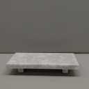 Marble Tray for Kitchen Counter - Handcrafted Real Marble Riser, Bathroom Soap Tray & Serving Board, Pedestal for Home Decor (Calacatta White Q)