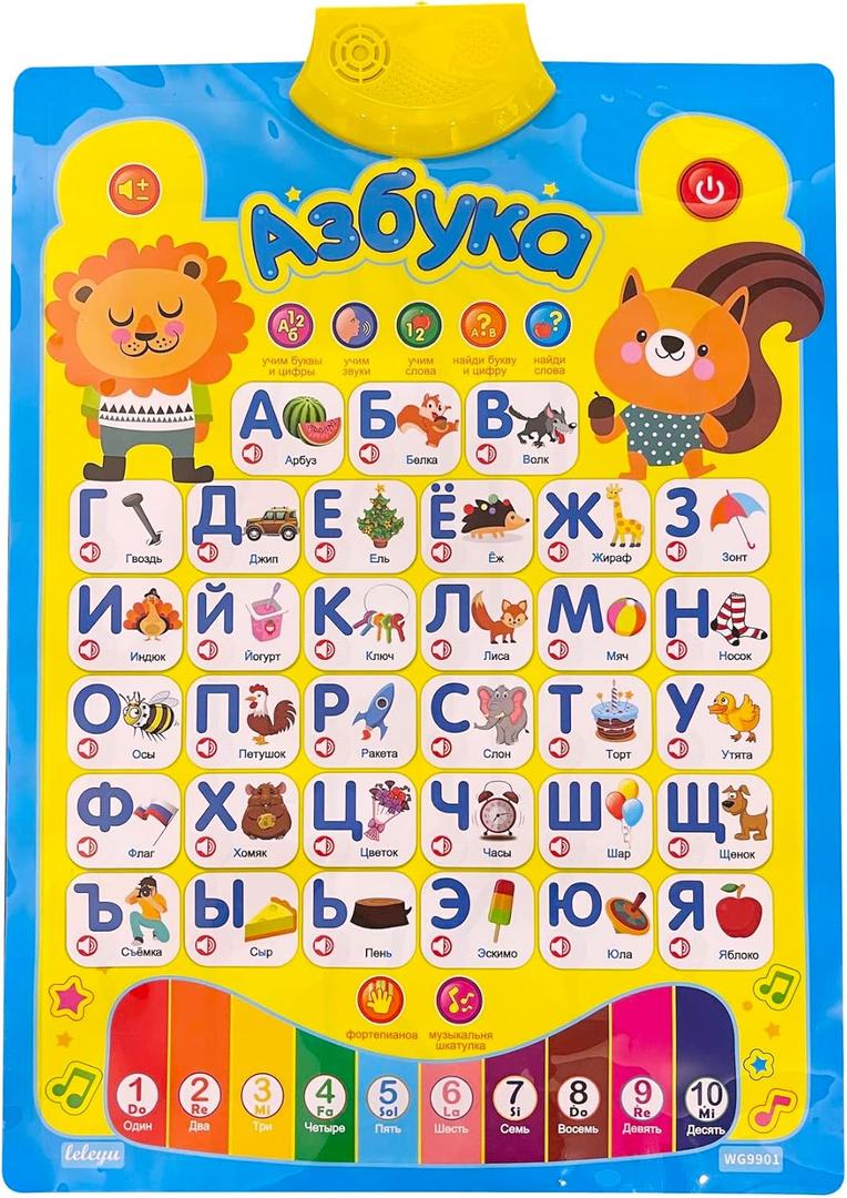 Russian Alphabet Poster for Kids, Toys With Native Speakers, Learn for Dummies All in One, Books for Kids