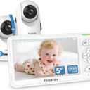 5" Baby Monitor with Dual Cameras and Audio - Secure No Wi-Fi Pan-Tilt-Zoom 2 Cameras32H Battery2-Way TalkTemperature SensorAuto Night Vision - Ideal for Babies, Elderly, Nursery Monitoring