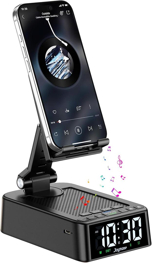 Gifts for Men and Women, Phone Stand with Bluetooth Speaker and 360 Rotable Angle Adjustable Phone Holder for Desk with HD Subwoofer Sound Fits Phones,Tablet, Birthday Gifts for Boys/Girls (Black)