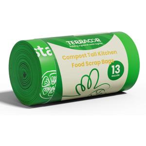 13 Gallon Compostable Trash Bags, 40 Bags Compost Bags for Countertop Bin, Camping Toilet Bags for Portable Toilet, BPI Certified and Meet The ASTM D6400 Standard