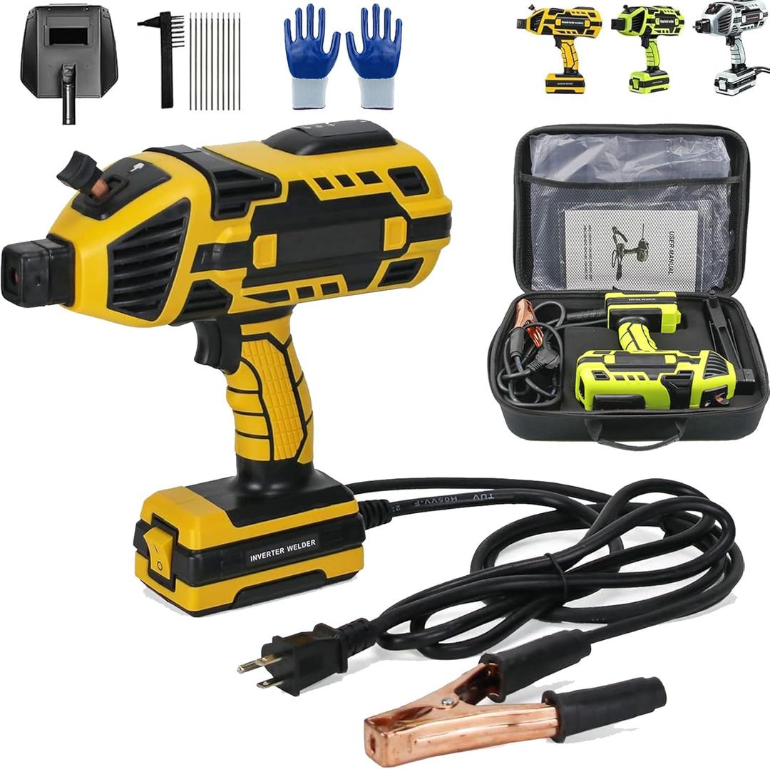 Portable Welding Machine Handheld, 6 Gears 20-120a Electric Hand Held Welder, 110v Mquina De Soldar Tools, Handheld Welder Gun Portable Welding Machine for 3/32-1/8 Welding Rods (Yellow)