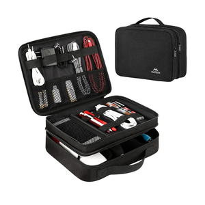 MATEIN Electronics Organizer Travel Case, Water Resistant Cable Organizer Bag for Travel Essentials, Gifts for Men, Storage Bag for Camera Accessories, Phone, Cord & Tablet, Black