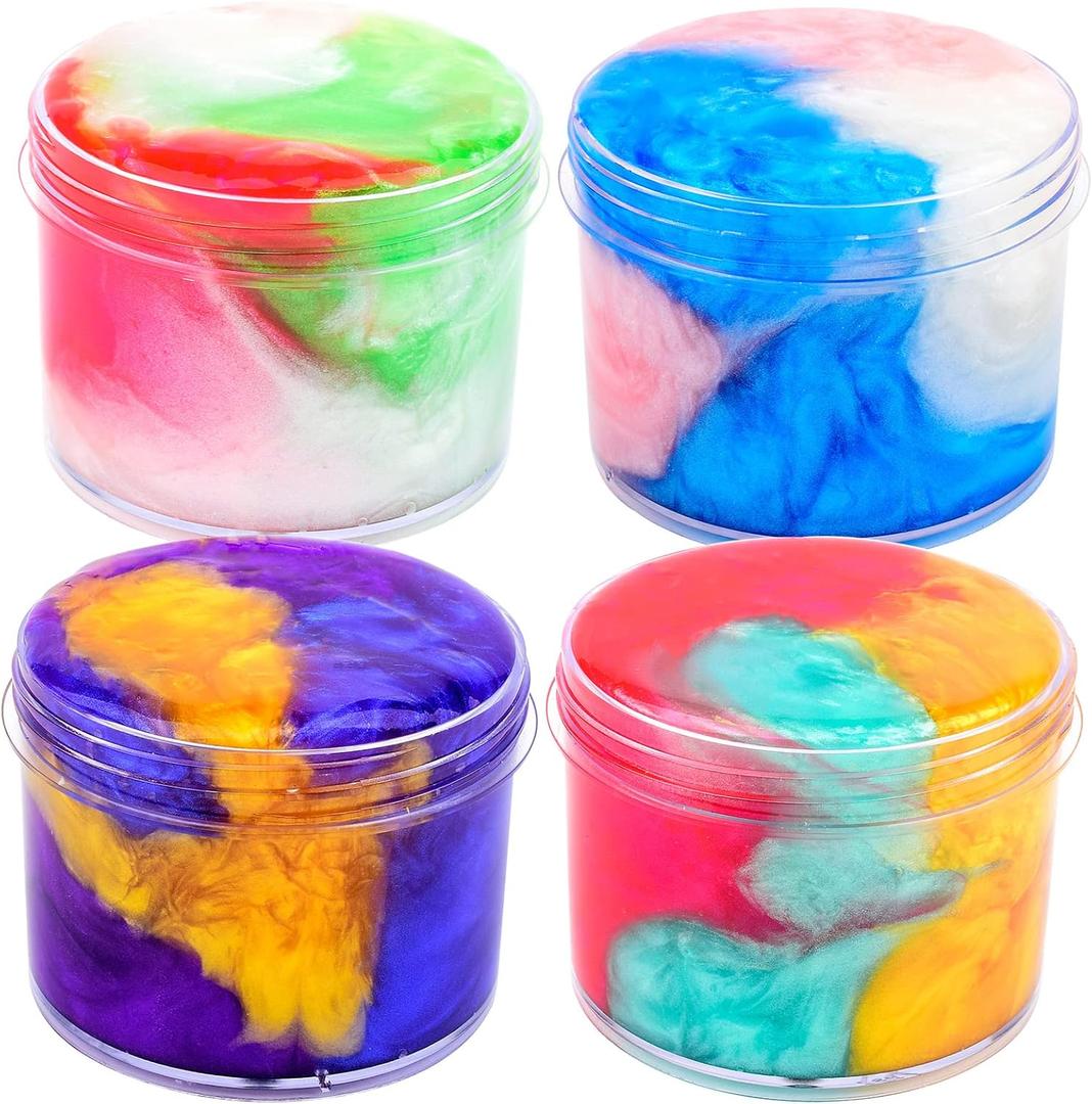 4 Pack Galaxy Slime Kit,Party Favors for Kids, Non Sticky,Wet,Stress & Anxiety Relief,Slime Bulk for Boys Girl,Cute Stuffers,Super Soft Sludge Toy