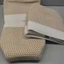 Kriitools Cube Shelf Storage Baskets for Organizing, Rectangular Woven Rope Baskets, Cotton Rope Towel Baskets for Living room, Off White & Mixed Camel set of 3