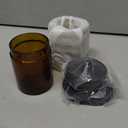 Amber Glass Qtip Holder, Apothecary Jar,Qtip Dispenser with Metal Lid & Stickers- 3Pack Containers,Vanity Canister Organizer Storage,Bathroom Accessories Set for Cotton Swab, Ball, Pad, Floss