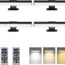 4pcs Battery Operated Picture Light with 3 Lighting Color,Painting Light for Wall with Remote,Led for Art Indoor Brightness Dimmable, Timer-Off Display Accent Light for Frame Gallery (4PACK, Black)