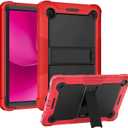 Case for T-Mobile REVVL Tab 2 Android 15 Tablet 10.1 inch,Heavy Duty Shockproof Protective Cover with Kickstand,Kids Friendly,4 Corners Thicken Shockproof,Red+Black