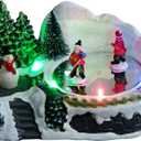 Christmas Village Scene Animated Skating Pond, LED Lights & 8 Classic Musical, Winter Moving Ice Skating Rink Decoration for Home Decor, Festive Gift (Snowman, Multicolor)