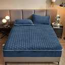 ZIQINPSQ Milk Velvet Fitted Sheet-Cozy Comfy Flannel Bed Sheets - Soft Velvet Fleece Fitted Sheets(No Pillows) with Deep Pocket- Suitable for Season, (Blue, Queen)