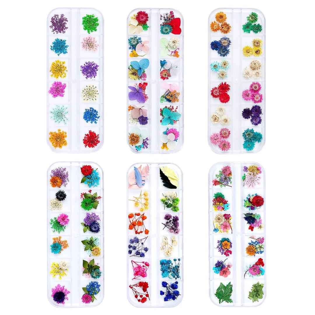 Dried Flowers for Resin Craft Nail Art Mix Small Mini Dry Flowers (Pack of 6 Boxes, About 260 PCS)