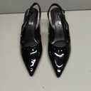 RIBONGZ Black Heels for Women Slingback Kitten Heels Closed Pointed Toe Ankle Strap Low Patent Leather Heeled Sexy Pumps Wedding Bride Guest Party Evening Prom Formal Herls Dressy Shoes, Size: 6.5