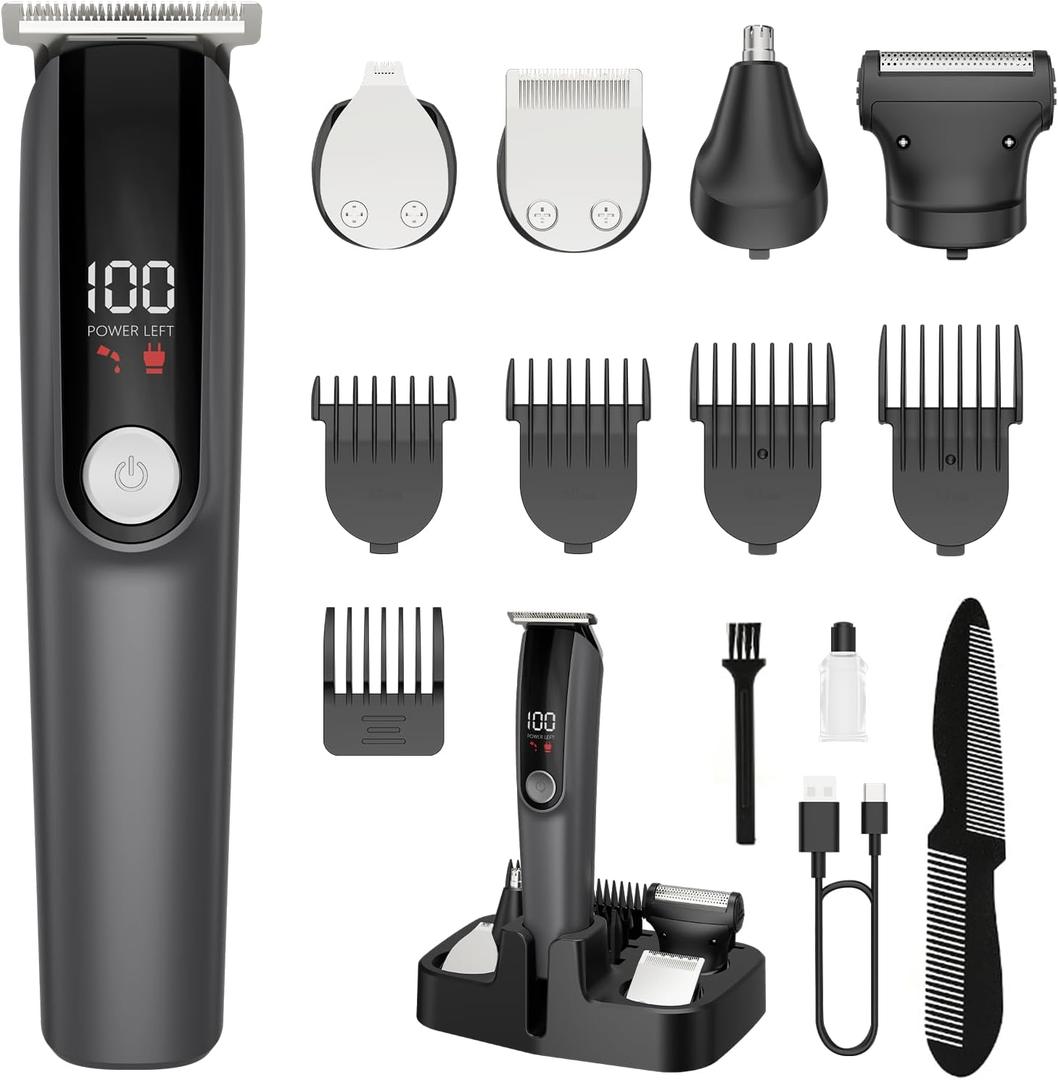 Beard Trimmer for Men, Electric Razor for Nose, Body, Face and Mustache, 5-in-1 Barber Hair Clippers, Cordless Shavers for Men Grooming Kit Ideal Gift