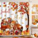 MEHOFOND Football and Fall Yall Shower Curtain Fall Pumpkin Gnome Shower Curtain for Bathroom Thanksgiving Maple Leaves Home Bathtub Decor Fabric Waterproof Bath Curtain with 12 Hooks 72x72 Inch