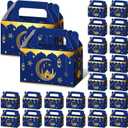 TaoBary 24 Pack Ramadan Eid Gift Bags Muslin Mubarak Ramadan Favor Boxes Foldable Eid Mubarak Candy Goodie Paper Present Boxes(Blue and Gold)