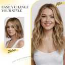 Ms Taj Blonde Hair Topper for Women, 6.5''x6.5'' Toppers Lightweight Wiglet for Thinning Hair 16 Inch Synthetic Wavy Hairpiece Comfortable to Wear(Ash Blonde Balayage with Dark Roots)