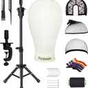 22 Inch Wig Head Mannequin Head for Wigs, Wig Stand with Head for Hair Styling Practice Display Wigs Making Tripod Stand with T Pins Set