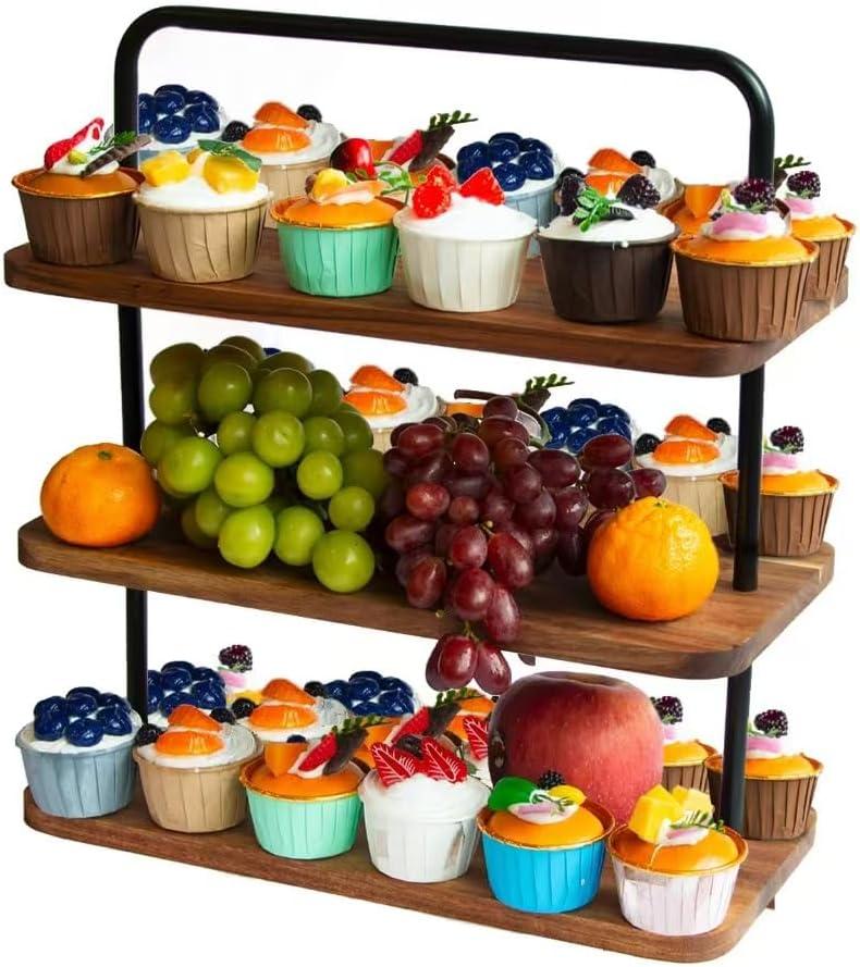 Acacia Wooden Cupcake Display Riser Stand Three Tiered Essential Oil Risers Display Candle Perfume Stand Small Chees Party Decor Dessert Table Display Set 3 Layers