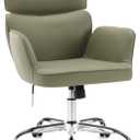 Home Office Chair with Wheels, Adjustable Height Swivel Mid-Back Armchair Task Chair, Modern PU Leather Ergonomic Tilt Computer Desk Vanity Chair for Office, Study Room(PU Green) (04green)