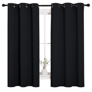 NICETOWN Pitch Black Solid Thermal Insulated Grommet Blackout Curtains/Drapes for Bedroom Window (2 Panels, 42 inches Wide by 63 inches Long, Black)