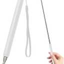 Universal Telescopic Stylus Pen for Touch Screens, Retractable Pointer Stick Stylus with Special Flocking Tip, Pointers for Classroom, Pointer Finger Stick, White Lanyard
