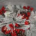 Lighted Christmas Centerpiece Metal Potted with Timer,Christmas Nativity Scene Black Metal Base with Snow Flocked Pine Needles Ornament Red Berries for Table Centerpiece Holiday Xmas Decor (White)