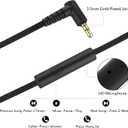 RORSOU R10 Over-Ear Headphones with Microphone, Lightweight Folding Stereo Bass Headset with 1.5M No-Tangle Cord, Portable Wired Headphones for Smartphone Tablet Computer MP3 / 4 (Black)
