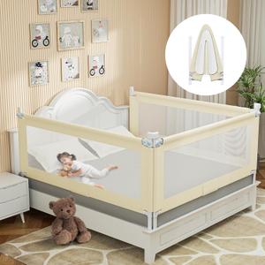 Bed Guard Rail for Toddlers - 1 Minute Quick Assembly & Double Side Lift with Safety Child Lock - Adjustable Height Baby Bed Rails for Queen King Full Size Bed(3 Packs, 78.7478.7474.8") (78.7478.7474.8 inches)