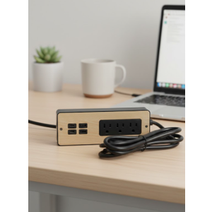 Drawer Outlet with PD 65W USB C, Recessed Power Strip with 3 Outlets 4 USB Ports, Recessed Outlet with 2M Flat Plug Cable for Side Table Sofa Table, Black