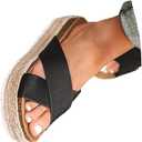 Women'S Wide Foot Platform Sandals Slides Espadrilles Sandals Flatform Slippers Casual Platform Slides for Women Wide Foot Footbed Open Toe Wedges Sandals 10