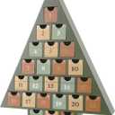 JOEJET Wooden Advent Calendar 2025, 24 Days Countdown to Christmas Calendar with Storage Drawers, DIY Tree Shape Refillable Wooden Advent Xmas Countdown Calendar
